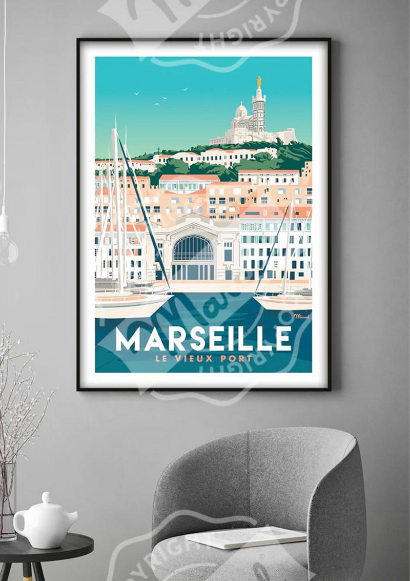 Affiches murale décoratives de la marque Marcel Travel Poster avec vos villes préférés, disponible chez I.D DECO Marseille en retrait boutique et en livraison à domicile