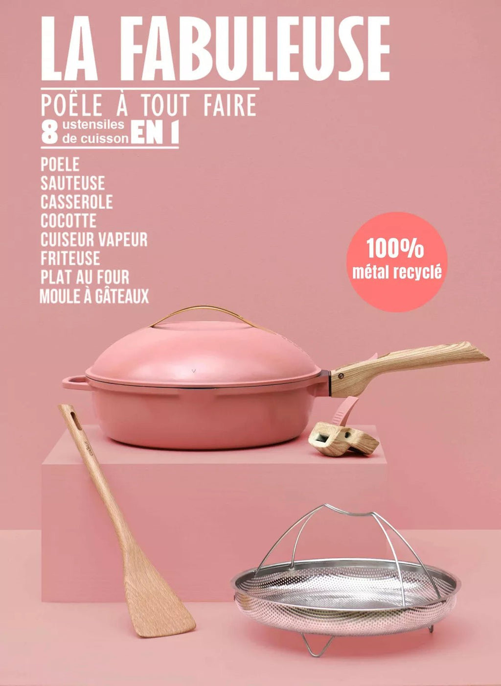 La Fabuleuse Poêle 8 en 1 Pivoine 24cm - Cookut - I.D DECO MARSEILLE