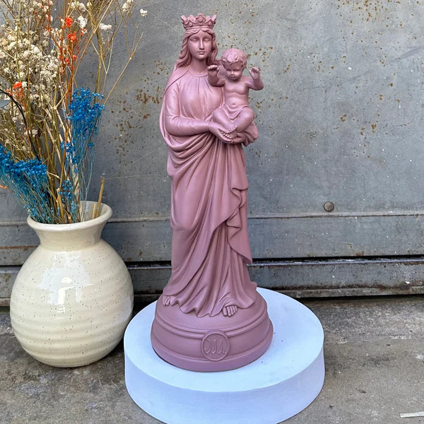 Statue Notre Dame de La Garde en résine, fabriquée par la marque J'ai Vu La Vierge, coloris Argile Rose, chez I.D DECO Marseille et en livraison partout en France