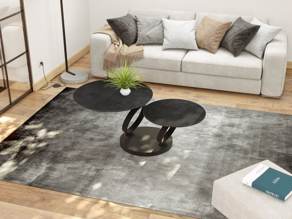 Table basse Pivotante Élia - Double Céramique/Black Mat (Personnalisable) - I.D DECO MARSEILLE