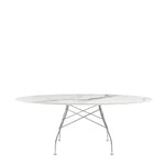 Table Glossy Kartell, plateau marbre blanc, disponible avec 3 coloris de pieds possible, chez I.D DECO Marseille ou en livraison partout en France