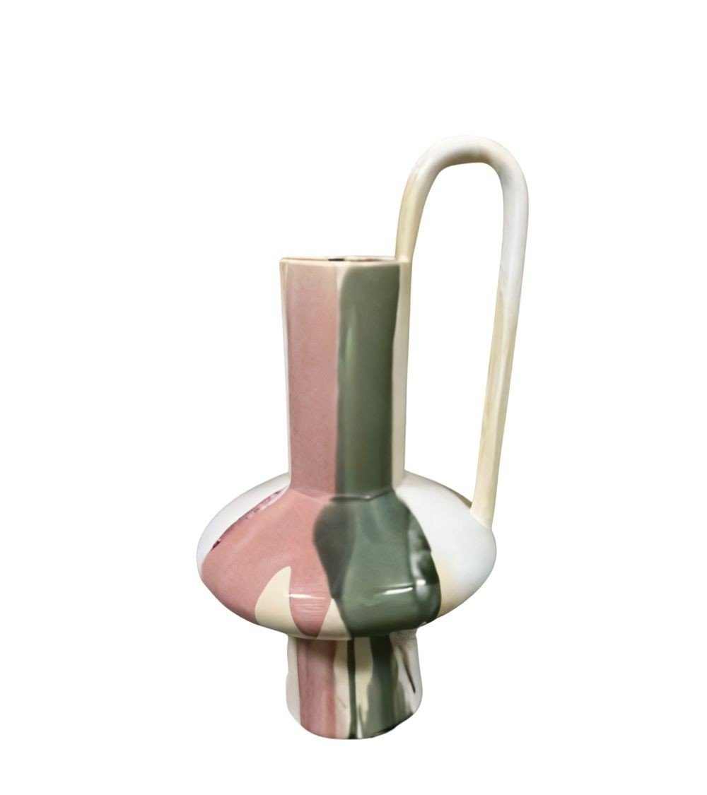 Vase Pichet Céramique Niji - Rose/Gris/Blanc - I.D DECO MARSEILLE