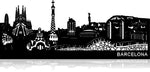 Skyline Barcelone, applique murale en métal découpée au laser, disponible en 3 tailles chez I.D DECO Marseille en retrait boutique ou en livraison partout en France