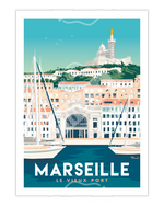 Affiche Marcel Travel Poster Marseille "le vieux port" disponible dans votre boutique I.D DECO Marseille en retrait magasin et en livraison à domicile partout en France