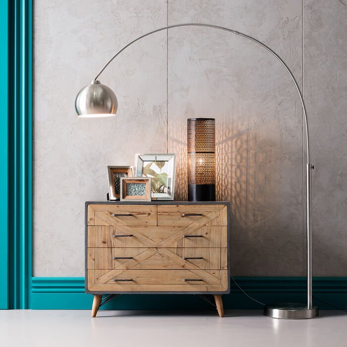 Lampadaire Lounge Satin arche design argent 175 cm - I.D DECO MARSEILLE