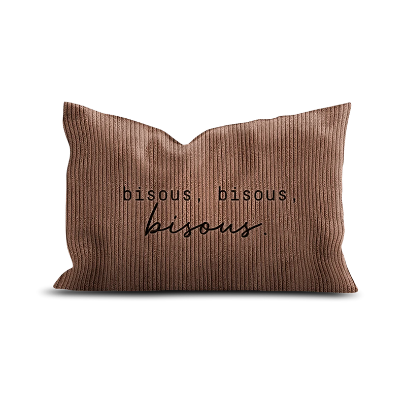 Coussin Velours Brodé 3 Bisous - Pôdevache