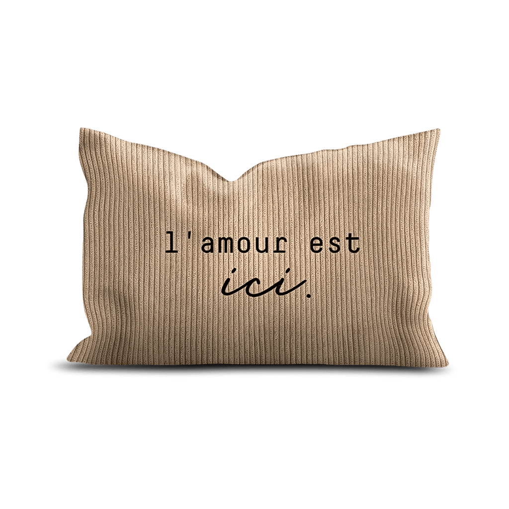 Coussin Velours Brodé L'amour est ici - Pôdevache - I.D DECO MARSEILLE