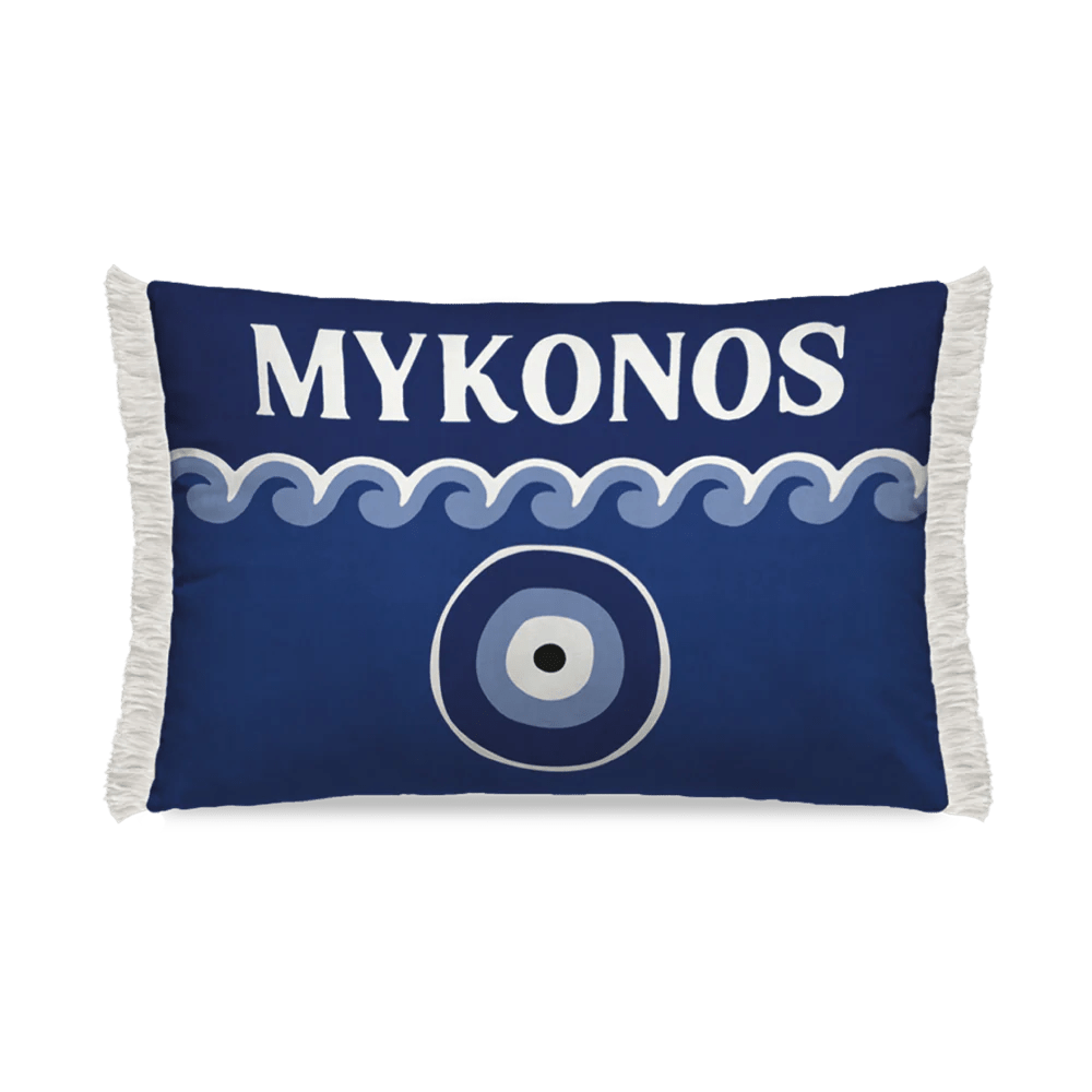 Coussin extérieur frangé Mykonos - Pôdevache - I.D DECO MARSEILLE