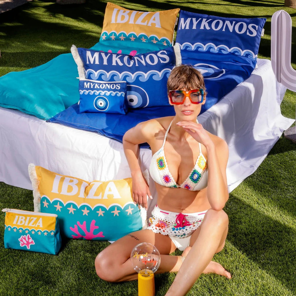 Coussin extérieur frangé Ibiza - Pôdevache - I.D DECO MARSEILLE