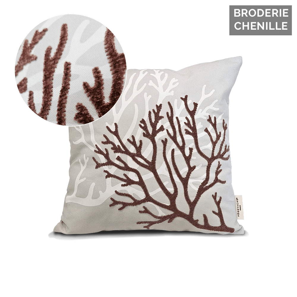 Coussin Extérieur Brodé Coralia - Pôdevache - I.D DECO MARSEILLE