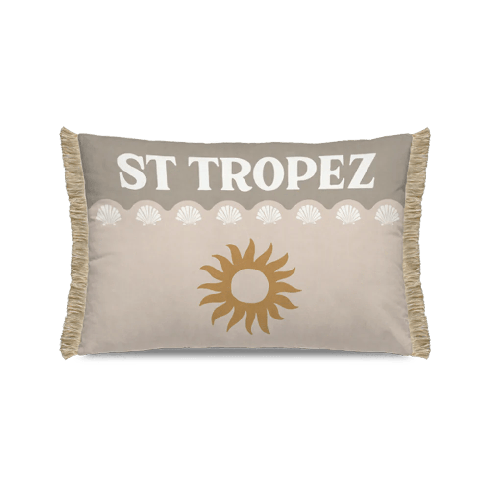 Coussin extérieur frangé St Tropez - Pôdevache - I.D DECO MARSEILLE