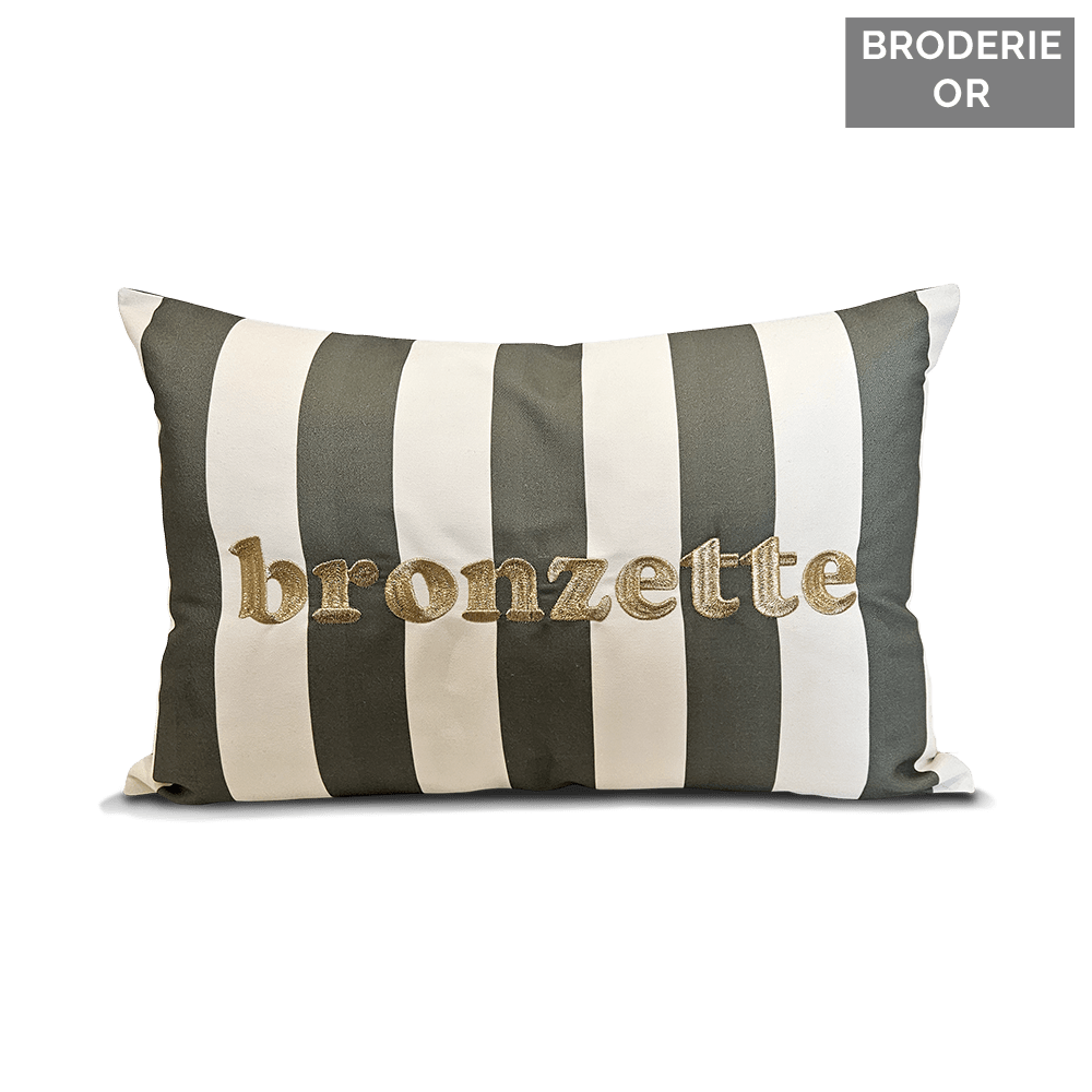 Coussin extérieur brodé Bronzette - Pôdevache - I.D DECO MARSEILLE