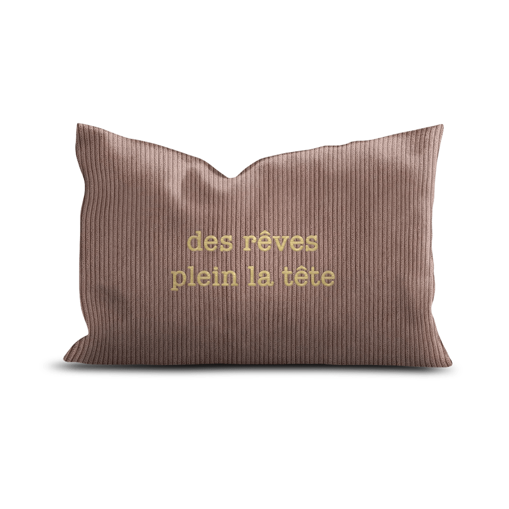 Coussin Velours Brodé Des Rêves plein la tête - Pôdevache - I.D DECO MARSEILLE