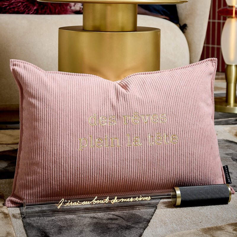 Coussin Velours Brodé Des Rêves plein la tête - Pôdevache - I.D DECO MARSEILLE