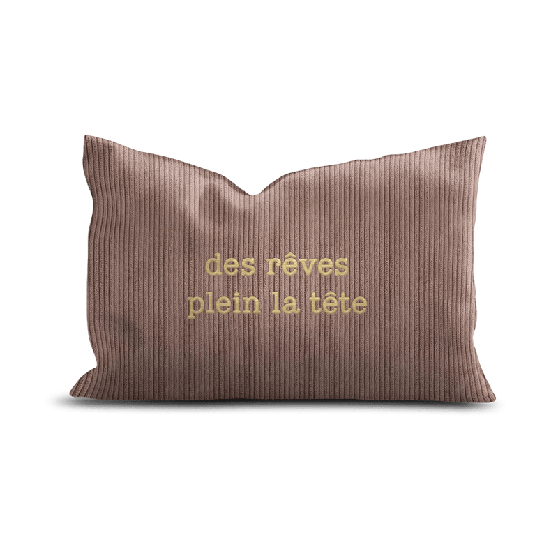 Coussin Velours Brodé Des Rêves plein la tête - Pôdevache - I.D DECO MARSEILLE