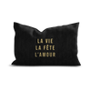 Coussin Velours Brodé Vie Fête Amour - Pôdevache - I.D DECO MARSEILLE
