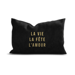 Coussin Velours Brodé Vie Fête Amour - Pôdevache - I.D DECO MARSEILLE