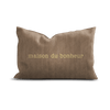 Coussin Velours Brodé Maison du Bonheur - Pôdevache - I.D DECO MARSEILLE