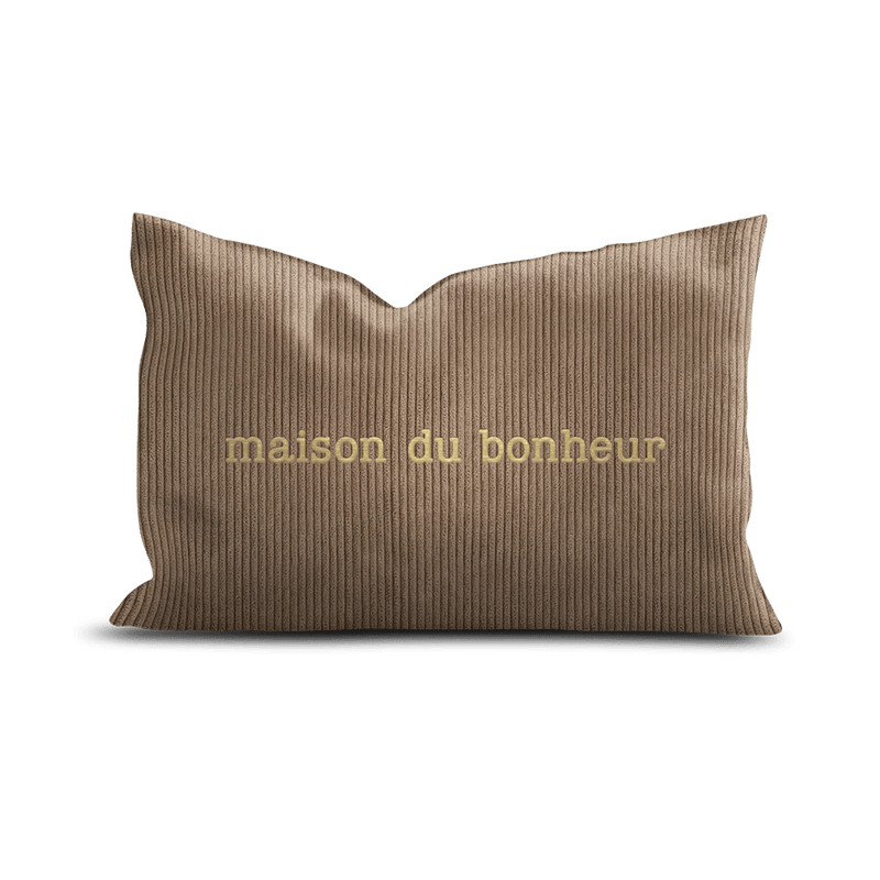 Coussin Velours Brodé Maison du Bonheur - Pôdevache - I.D DECO MARSEILLE