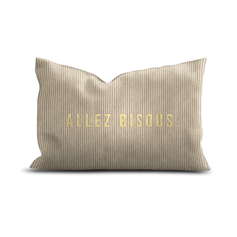 Coussin Velours Brodé Allez Bisous - Pôdevache - I.D DECO MARSEILLE