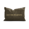 Coussin Velours Brodé Mon coin de Paradis - Pôdevache - I.D DECO MARSEILLE