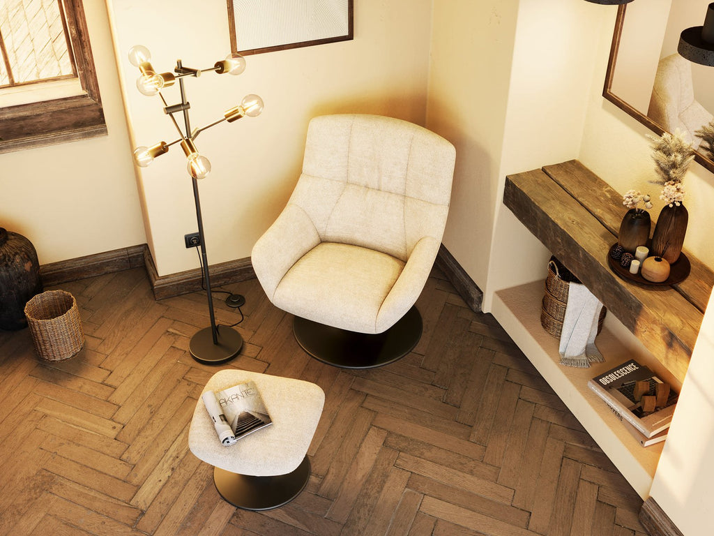 Fauteuil + repose pieds Baolib - Blanc cassé - I.D DECO MARSEILLE