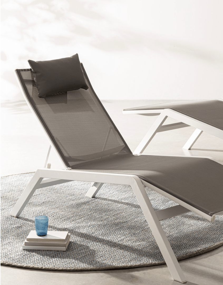Bain de soleil extérieur MALIBU Blanc & Gris - I.D DECO MARSEILLE