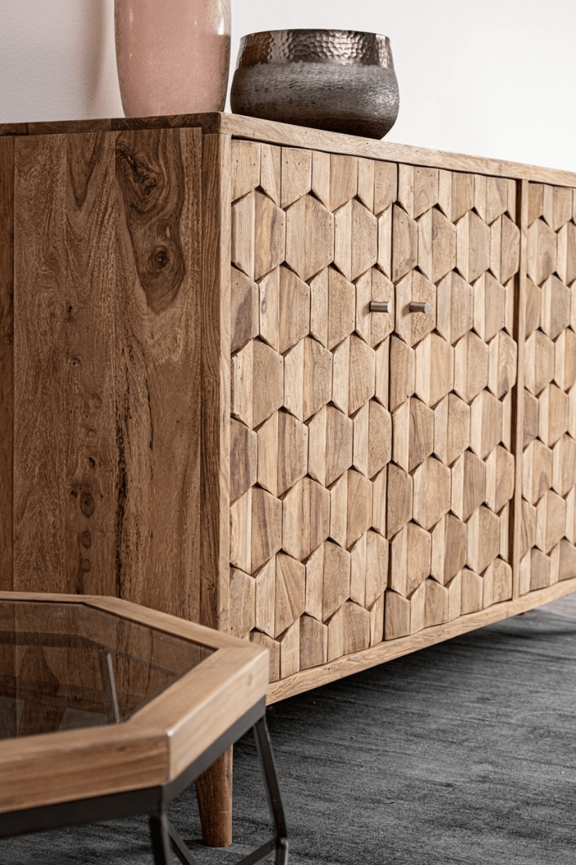 Buffet KANTA 4 portes en sheesham massif - I.D DECO MARSEILLE