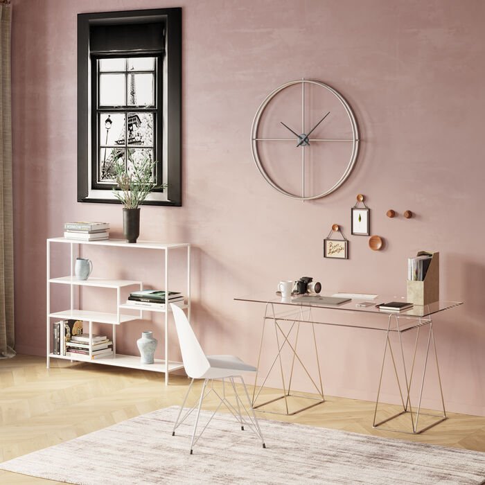 Bureau Polar chromé - verre - I.D DECO MARSEILLE