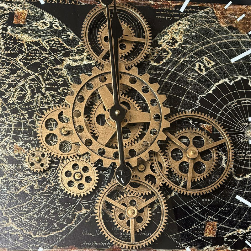 Horloge à engrenages avec verre D.60cm - I.D DECO MARSEILLE