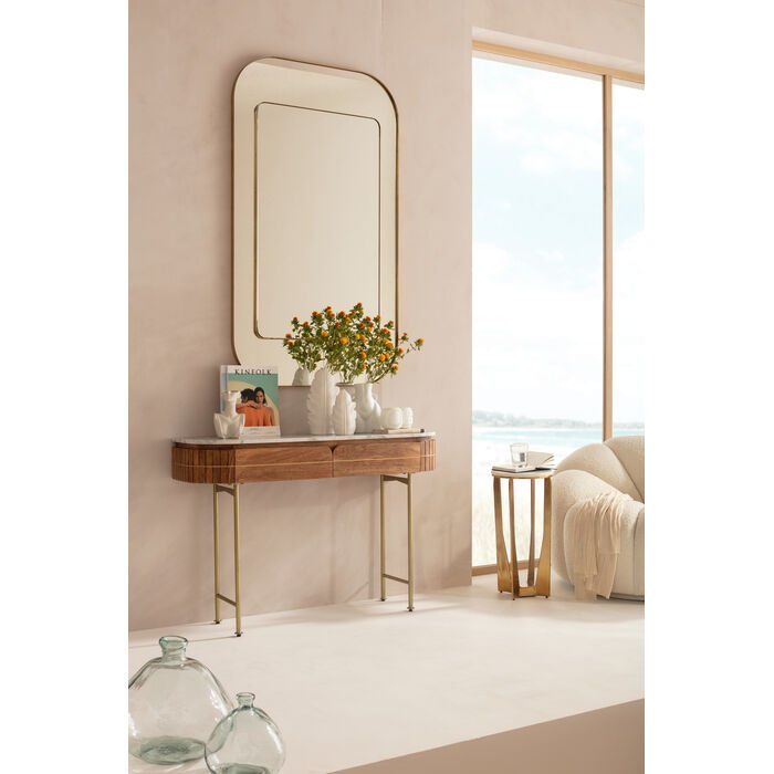 Console Grace Marbre et bois 2 tiroirs - I.D DECO MARSEILLE