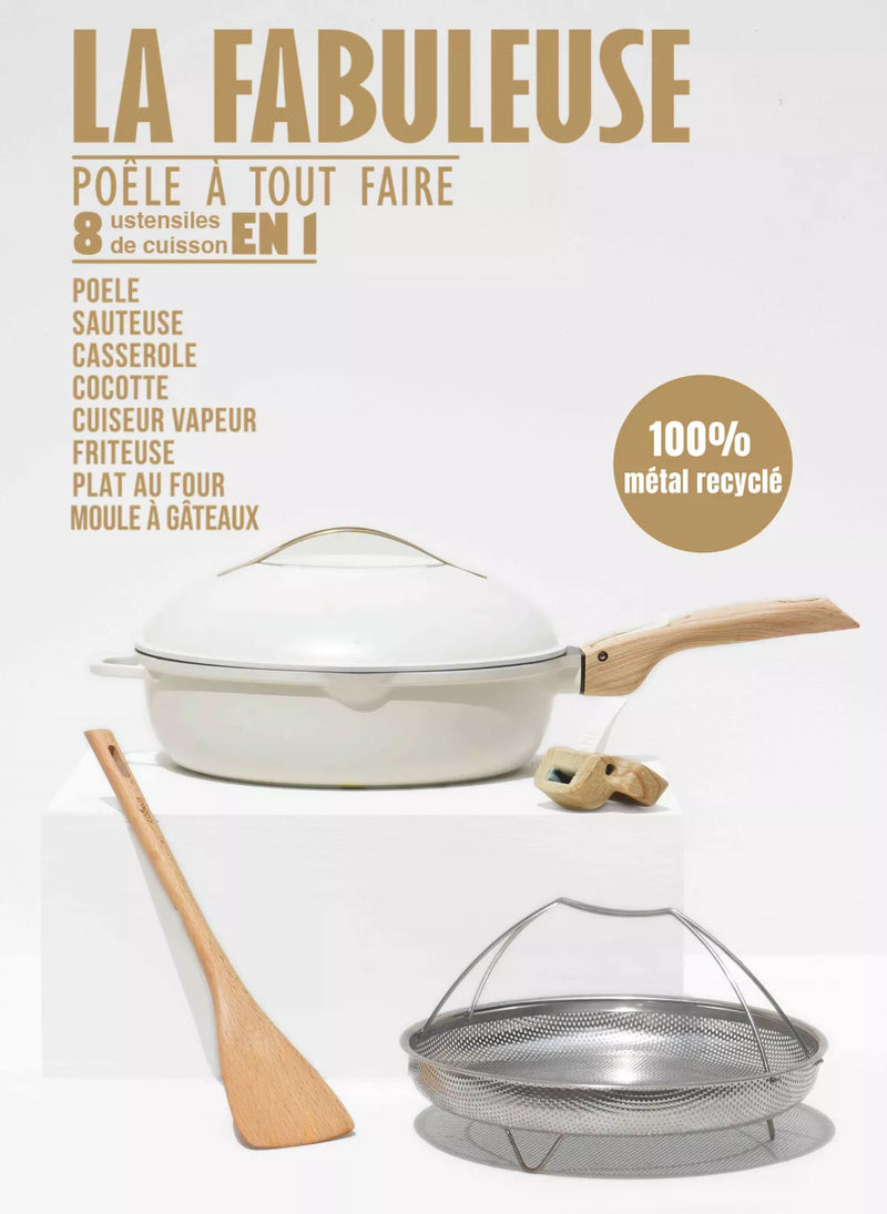 La Fabuleuse poêle 8 en 1 de Cookut coloris meringue, disponible chez I.D DECO et en livraison partout en France