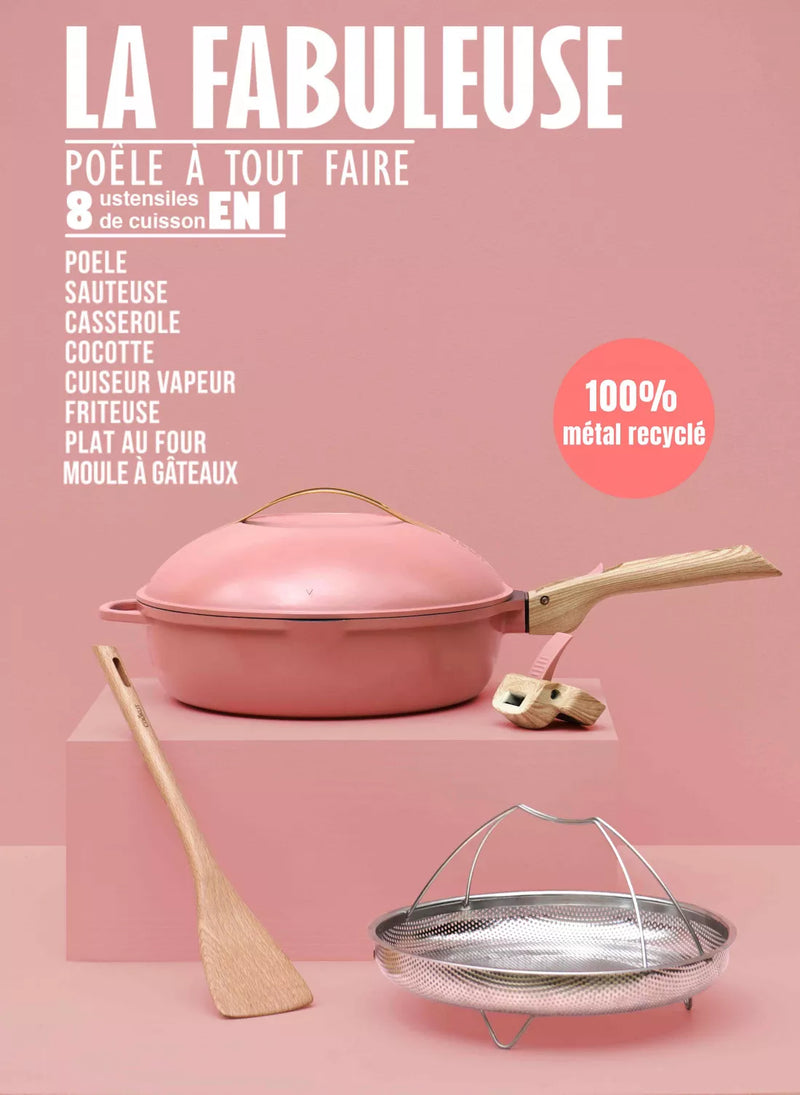 La Fabuleuse poêle 8 en 1 de Cookut coloris Pivoine, disponible chez I.D DECO et en livraison partout en France