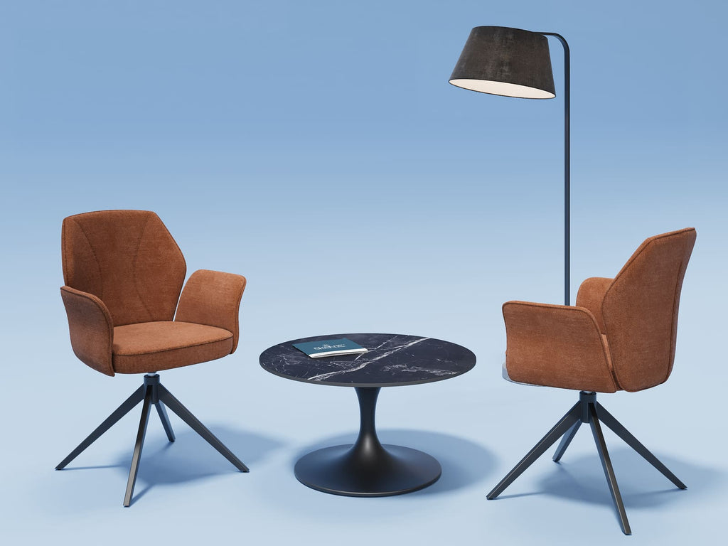 Table basse Bolau céramique Marbre Marquina D.70cm - I.D DECO MARSEILLE