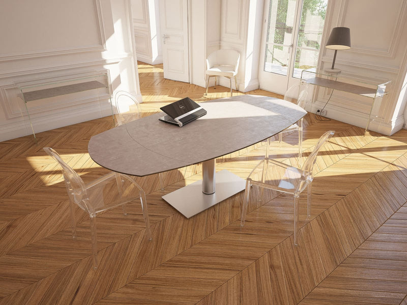 Table de repas céramique Archi - Acier brossé - I.D DECO MARSEILLE
