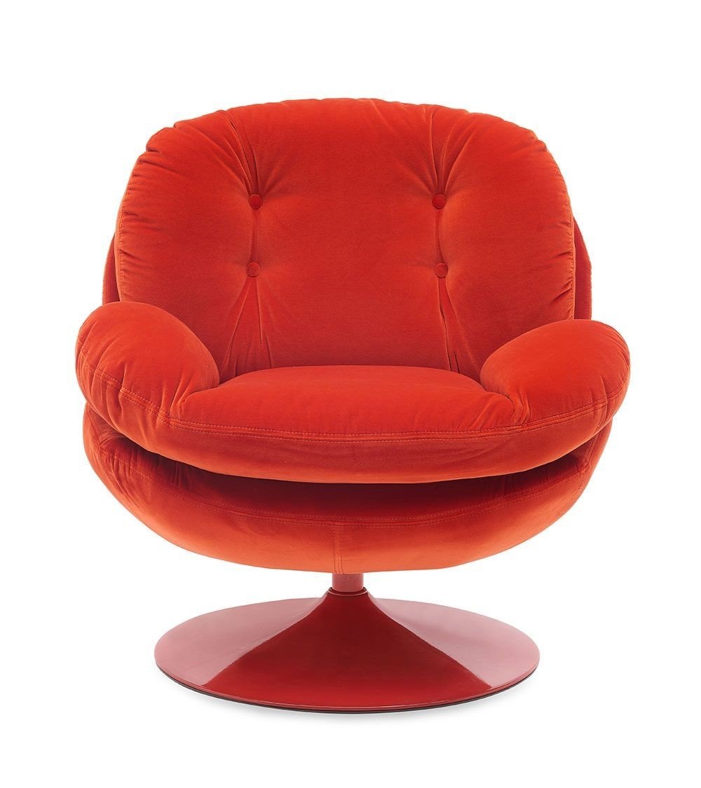 Fauteuil Pop Pivotant - Velours Rouge - I.D DECO MARSEILLE