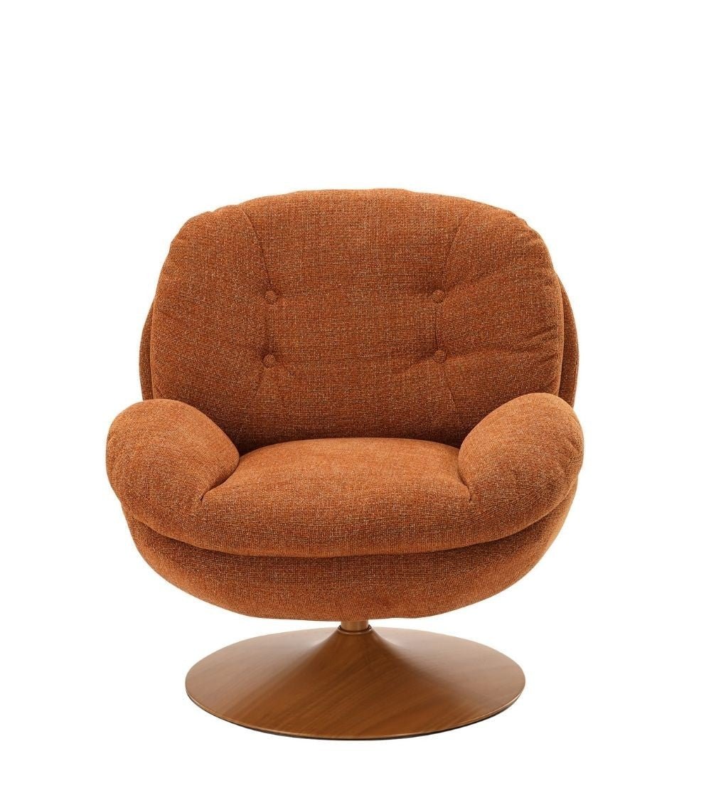 Fauteuil Pop Pivotant - Terracotta et Bois natruel - I.D DECO MARSEILLE
