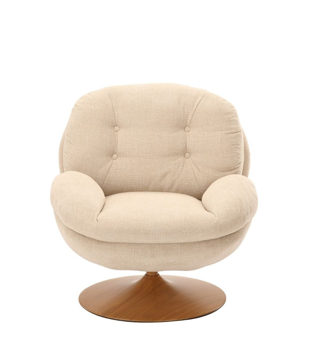 Fauteuil Pop Pivotant - Beige et Bois natruel - I.D DECO MARSEILLE