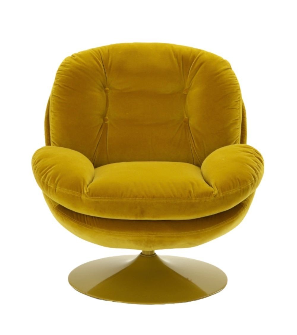 Fauteuil Pop Pivotant - Velours Moutarde - I.D DECO MARSEILLE