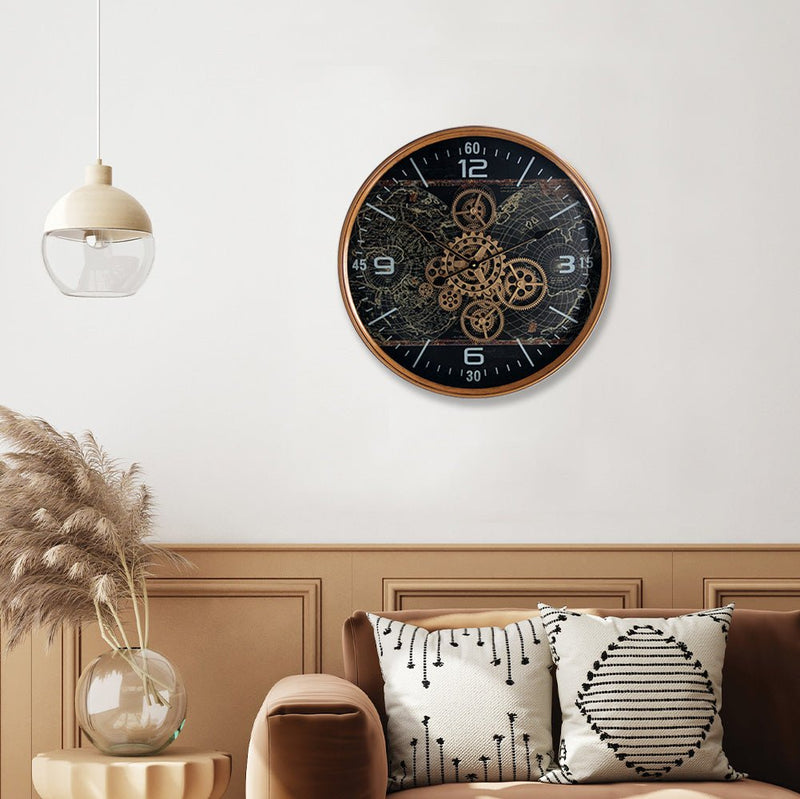 Horloge à engrenages avec verre D.60cm - I.D DECO MARSEILLE