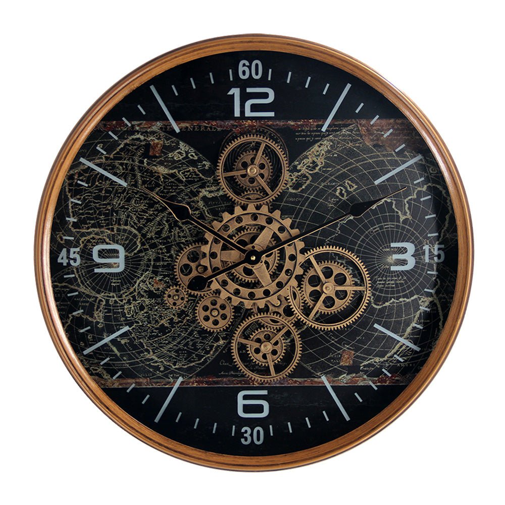 Horloge à engrenages avec verre D.60cm - I.D DECO MARSEILLE