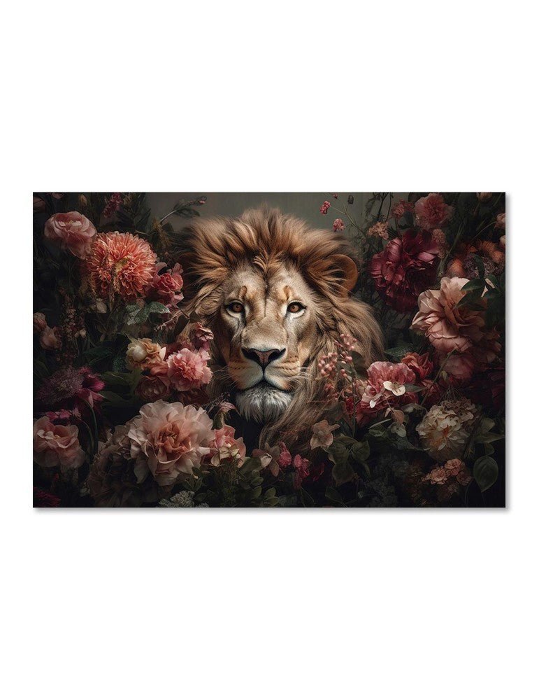 Tableau Verre - Lion Florale - I.D DECO MARSEILLE