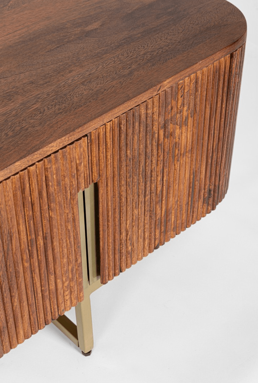 Meuble TV Villa 4 portes bois de manguier 140cm - I.D DECO MARSEILLE