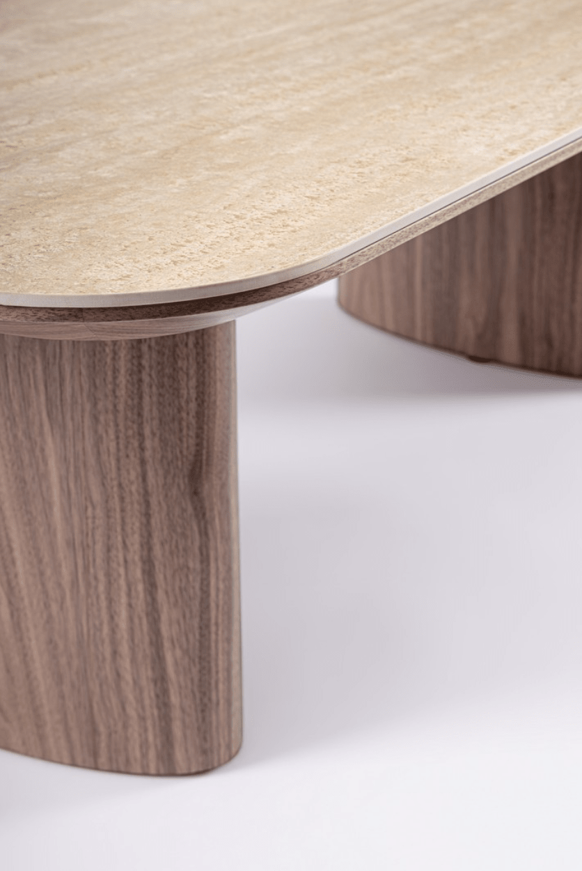 Table basse Elion travertin & noyer 130 cm - I.D DECO MARSEILLE