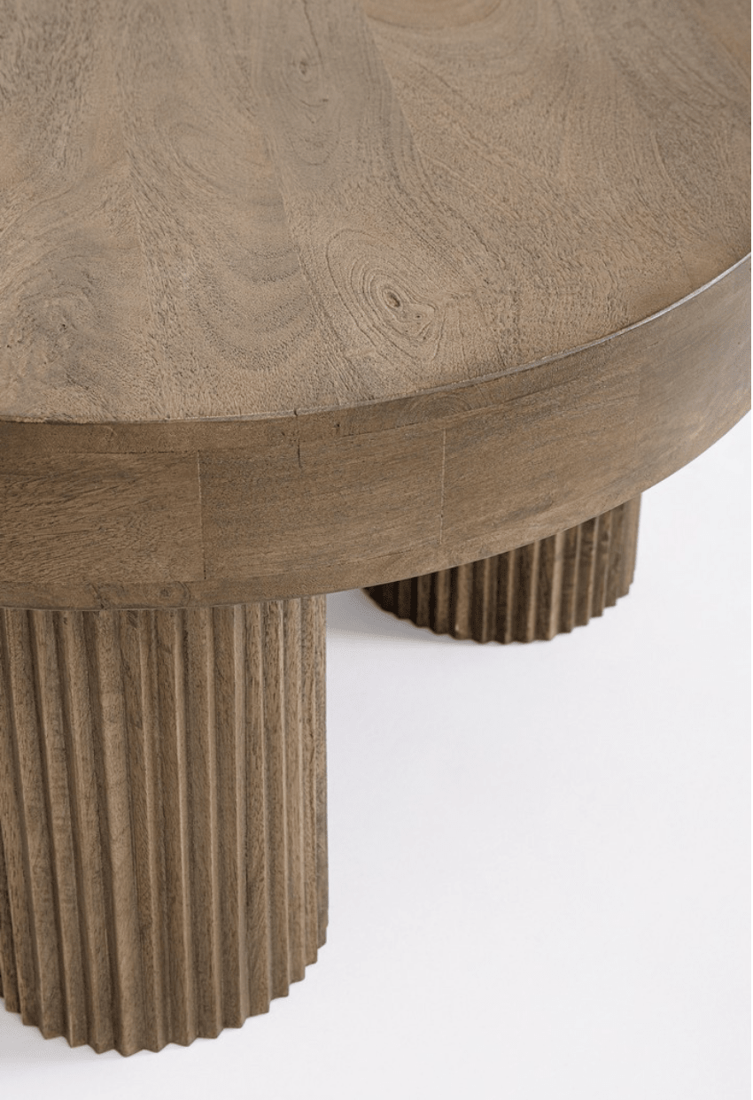 Table basse Luvio bois brun cannelé D75 - I.D DECO MARSEILLE