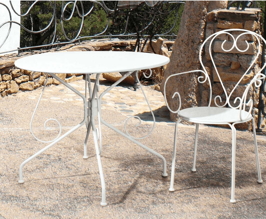 Table de jardin ronde AMALFI Blanche Ø90 cm - I.D DECO MARSEILLE