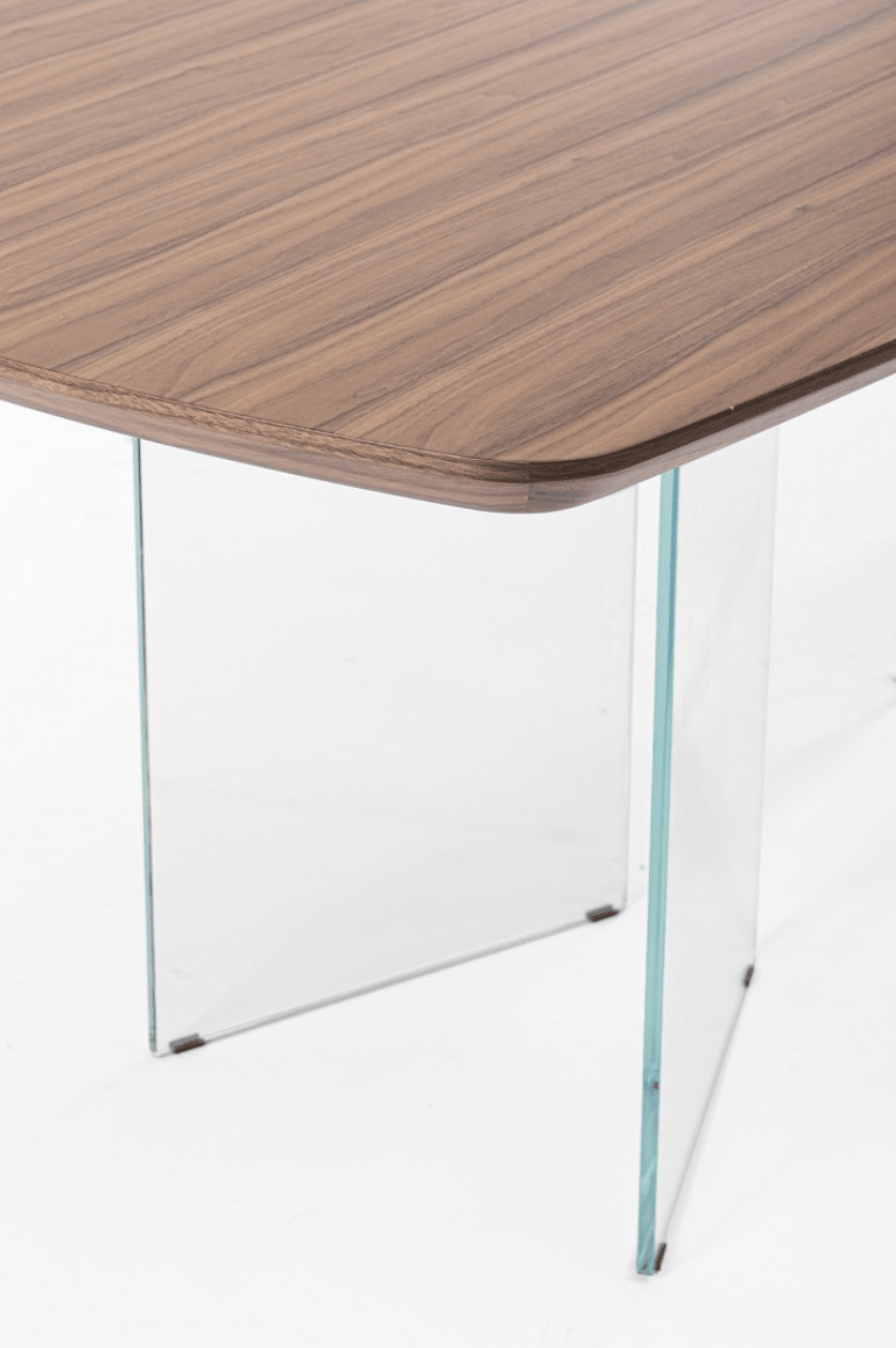 Table repas LYRA – Noyer & verre 200 cm - I.D DECO MARSEILLE