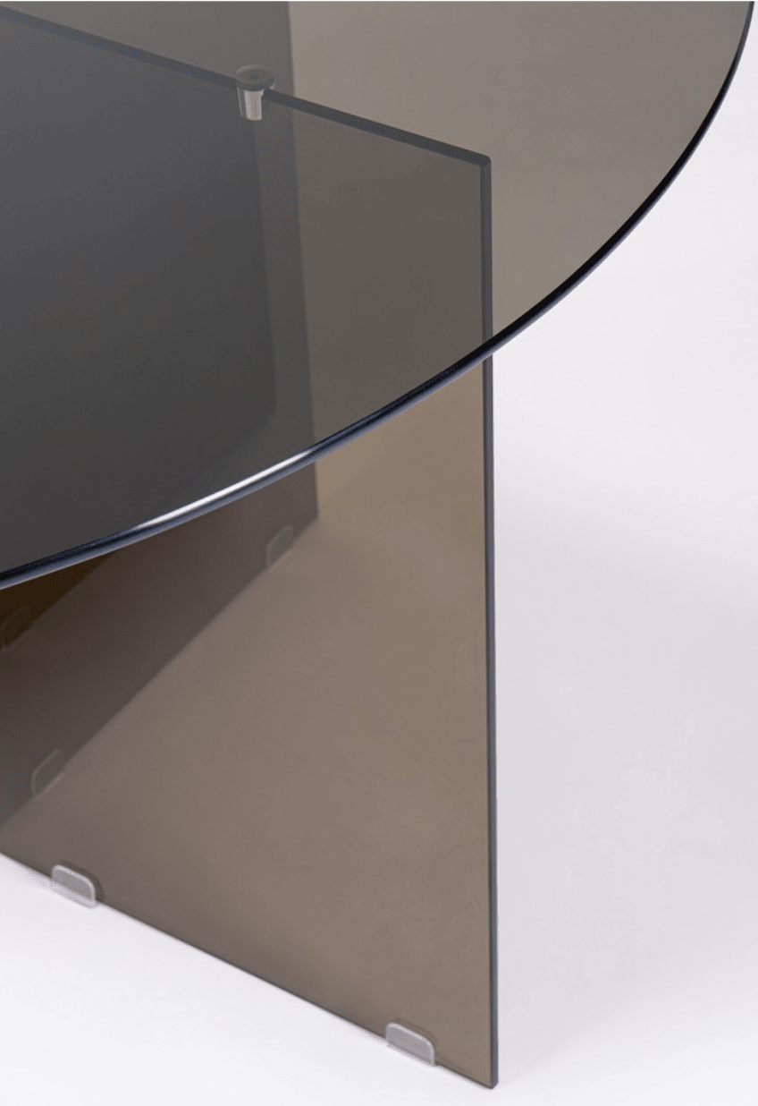 Table ronde AMBRE – Verre trempé Ø130 cm - Fumé - I.D DECO MARSEILLE