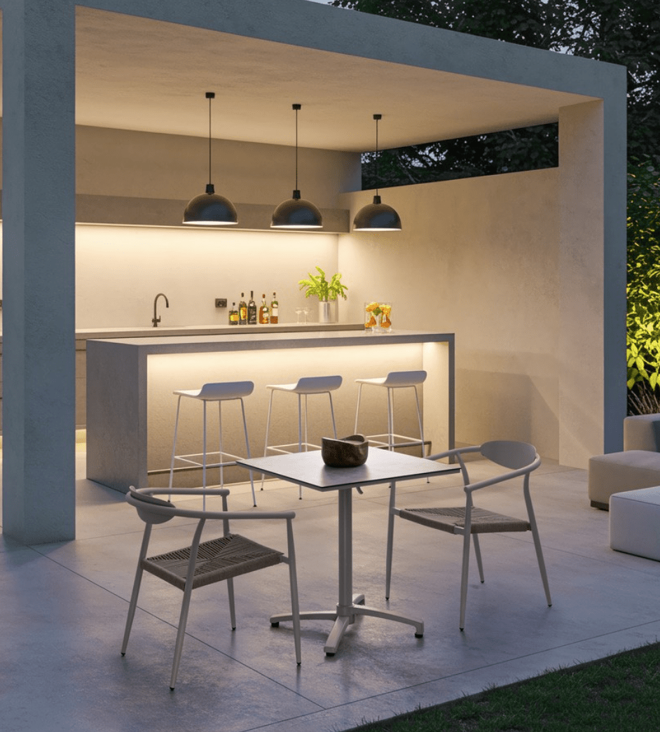 Table de terrasse carrée ROMA 70 cm HPL – pied central - I.D DECO MARSEILLE