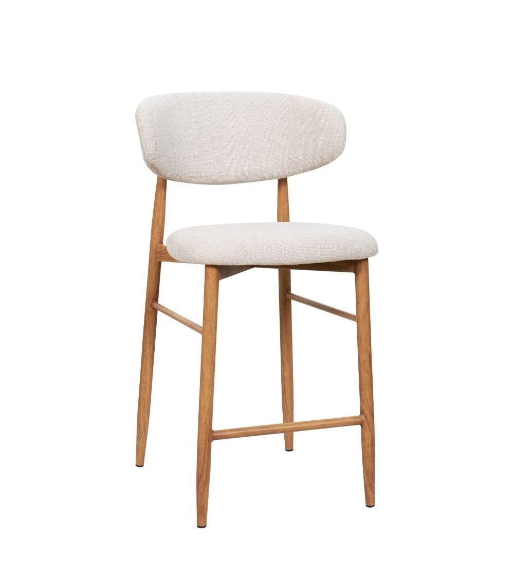 Tabouret Gigi - Beige - Pied naturel (lot de 2) - I.D DECO MARSEILLE